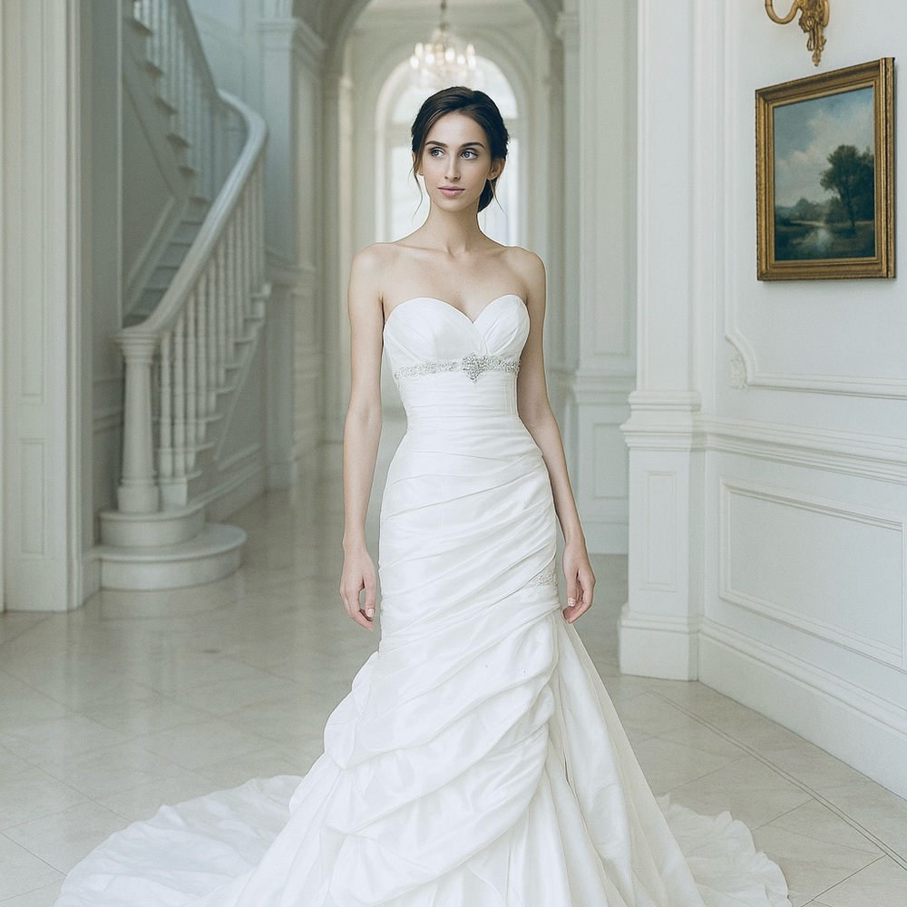 White strapless mermaid wedding dress